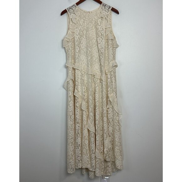 Sundance Dresses & Skirts - Sundance Womens Size Large Cream D'Orsay Lace Sleeveless Midi Dress NWT
